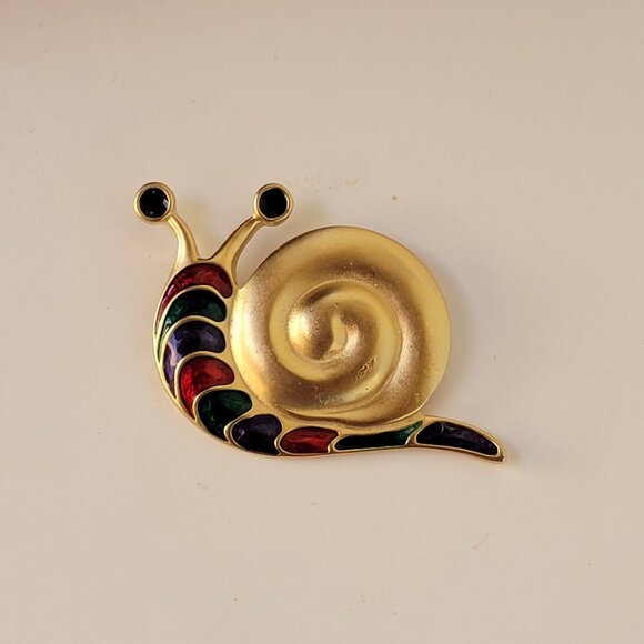 Large Vintage Signed Simon Chang Snail Brooch - Picture 2 of 10